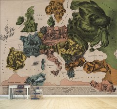Символическая карта Европы 19 20 века, винтаж