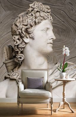 Sculptură Apollo pe fundal de lemn