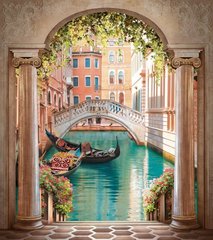 Фреска колонны и гондола в Венеции