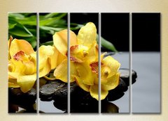 Полиптих Желтые орхидеи на камнях_02