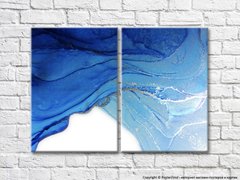 Морская мечта сине голубая абстракция, диптих