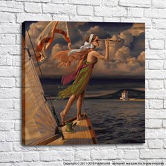 Девушка на лодке на фоне моря, Перегрин Хиткот