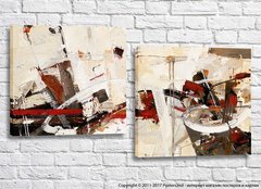 Abstraction canvas gray, red, orange and black