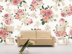 Фотообои Светло-розовые розы на белом фоне