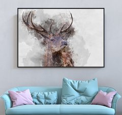 Портрет оленя с крупными рогами, рисунок