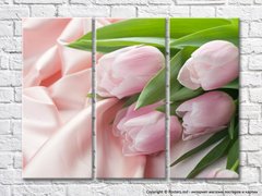 Розовые тюльпаны на шелке