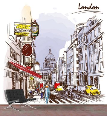 Лондонская улица с транспортом и пешеходами
