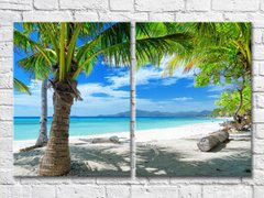 Пляж с пальмами на фоне моря