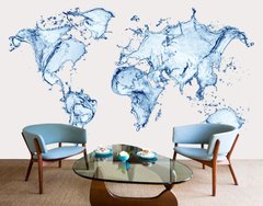 Harta lumii abstracte din apa si stropuri pe un fundal deschis