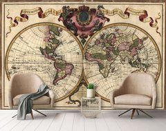Историческая карта мира 16 17 век, винтаж