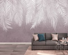 Абстракция из пальмовых ветвей на лиловом фоне