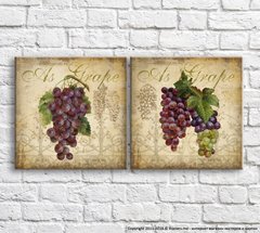 Красный и белый виноград на коричневом фоне, диптих