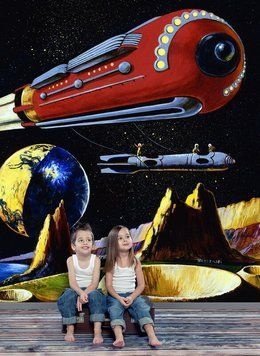 Nave spațiale fantastice pe fundalul stelelor și planetelor