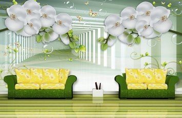 Fototapet 3d Perspectivă orhidee &icirc;n verde