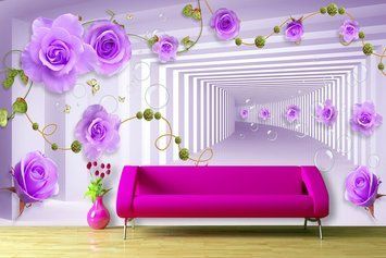 Fototapet 3d trandafiri violet