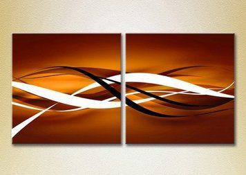 Diptic Abstracție maro alb_03