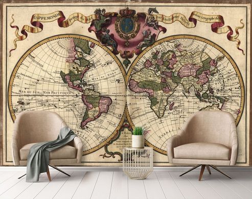 Harta istorica a lumii secolul al XVI-lea ,XVII-lea ,de epoca