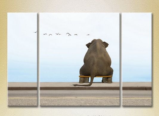 Триптих Слон на скамейке