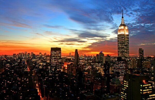 Fototapet Vedere a orașului de seară, New York