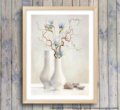 Постер синие цветы в вазе, рисунок