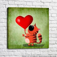 Рыжий кот с красным сердцем