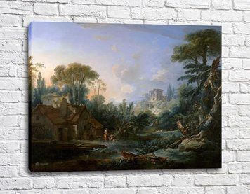 Пейзаж с водяной мельницей, художник Франсуа Буше
