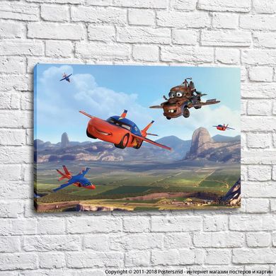 Fulgerul McQueen și Mater zboară deasupra câmpului