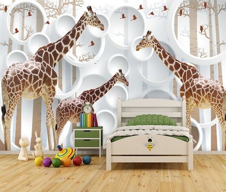 Familia de girafe pe un fundal 3D