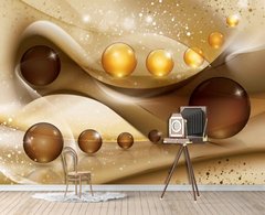 Коричневые и золотые шары, 3D Абстракция