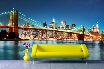 Fototapet &bdquo;Podul Brooklyn pe fundalul orașului de seară, York&rdquo;