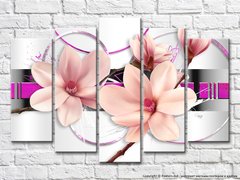 Крупные цветки магнолии на серо розовом фоне