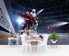 Хоккеисты на фоне ярких прожекторов, спорт