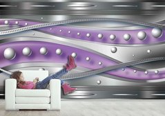 Фиолетовые полосы и шары, 3D Астракция