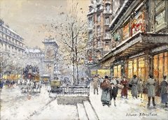 Большие бульвары и ворота Сен-Дени зимой (Les Grands Boulevards et La Porte Saint Denis en Hiver, Париж)
