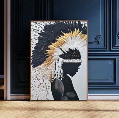 Un portret abstract desenat al unui bărbat african, decupaje din ziare