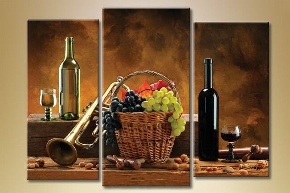 Триптих, Натюрморт, вино и виноград