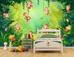 Maimuțe pe o poiană verde din junglă
