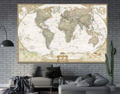 Harta politica a lumii, limba Engleza, stil Antique