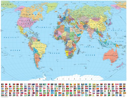 Политическая карта мира с флагами