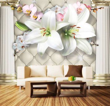 Fototapete white lily flower with columns
