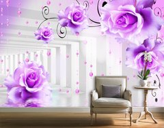 Крупные фиолетовые розы, светлый туннель