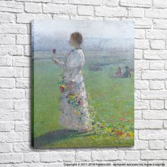 Анри Мартен - Девушка, прогуливающаяся в поле, 1889