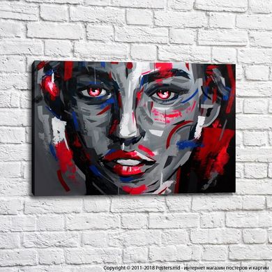 Portret gri-roșu al unei fete, artă modernă