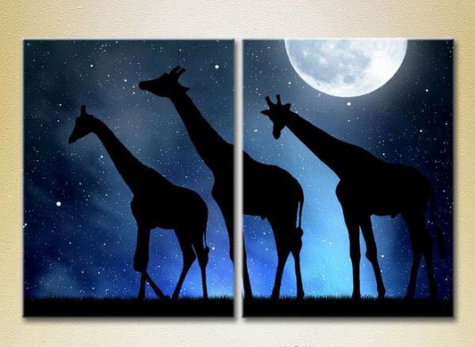 Диптих Жирафы на фоне звездного неба_02
