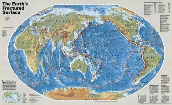 Fototapet Harta lumii -placi tectonice (1999)