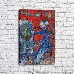 Marc Chagall Pientre au double profil sur fond rouge