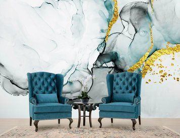 Мраморные разводы с бирюзой и позолотой