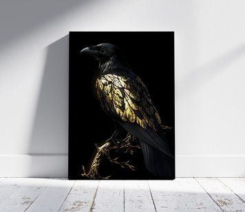 Corb, negru cu aripi aurii