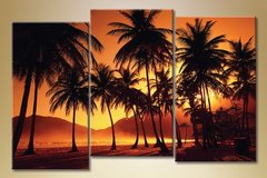 Триптих, пальмы на закате