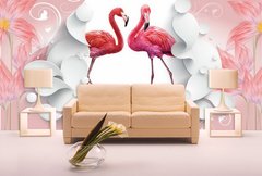 Fototapete 3D Flamingo rose